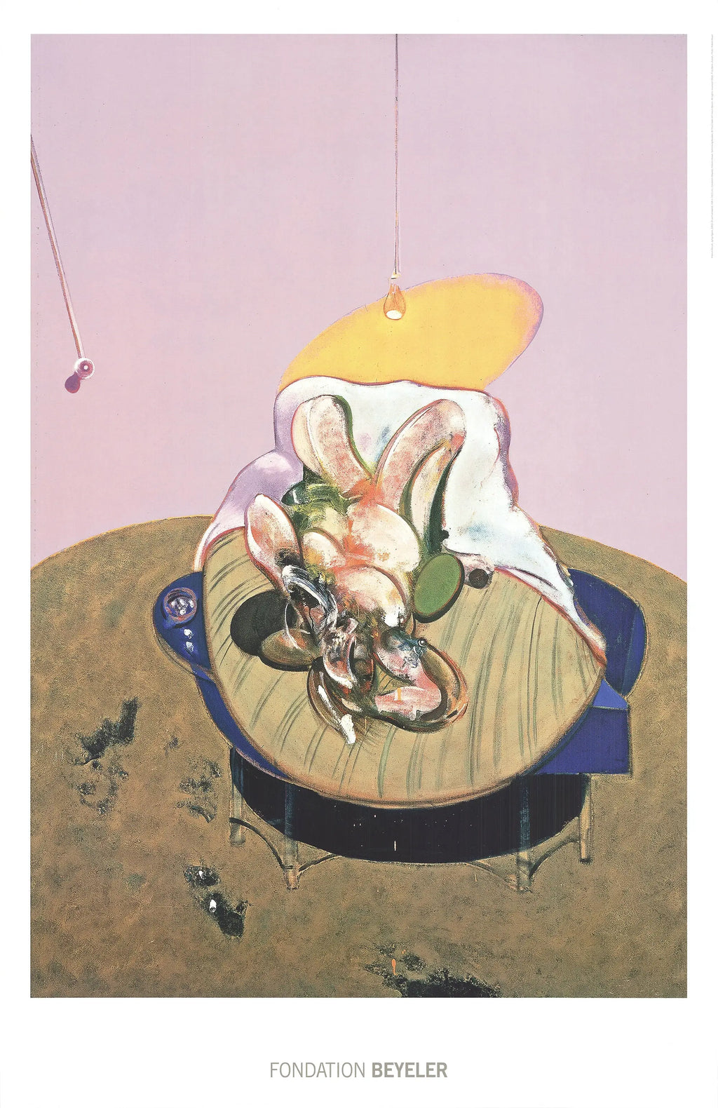 Limited edition Francis Bacon lithograph of a lying figure from 1969, showcasing bold colors and abstract expression on paper.
