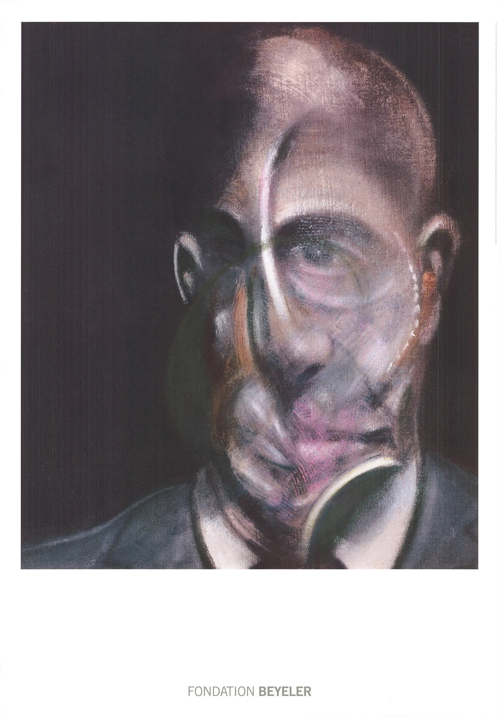 Limited edition Francis Bacon offset lithograph of Michel Leiris portrait, showcasing bold brushstrokes and abstract expression.