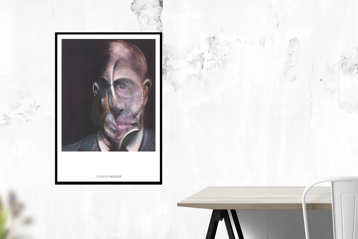 Limited edition Francis Bacon offset lithograph featuring Michel Leiris portrait, showcasing bold brushwork and vivid colors.