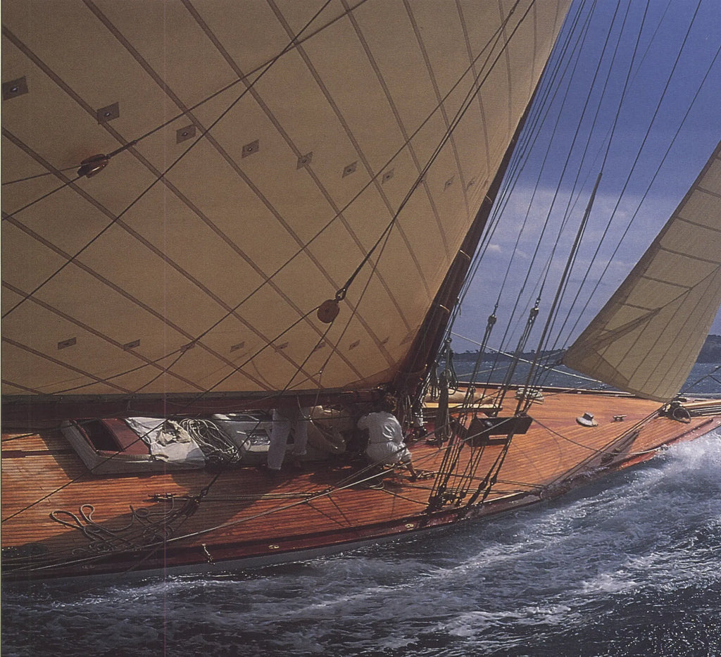 Original Franco Pace Mistral 1997 sailing nautical photography lithograph poster showing a boat at sea with vibrant colors.