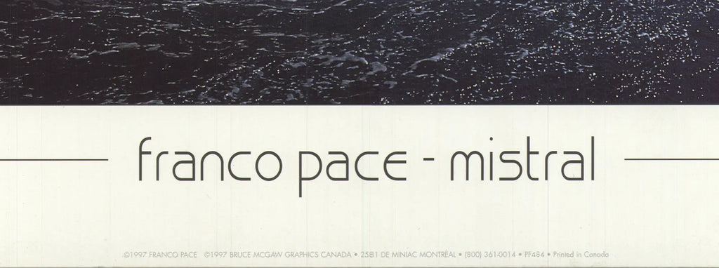 Original Franco Pace Mistral 1997 sailing nautical photography offset lithograph poster showing maritime scene with sails and water.