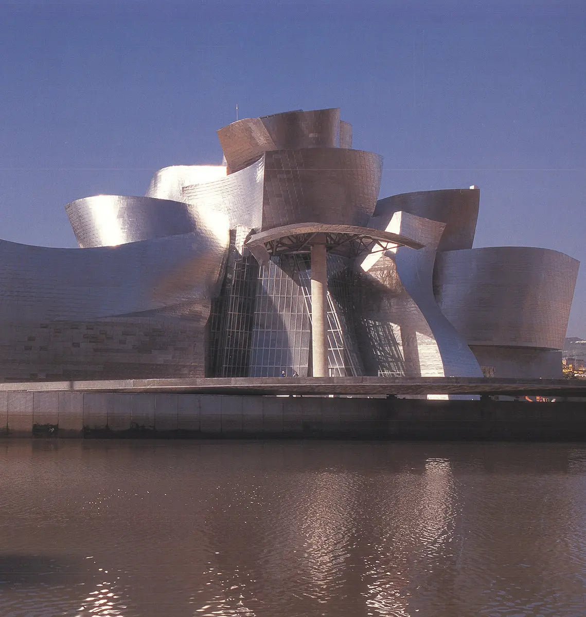 Frank Gehry Guggenheim Bilbao 1997 architectural photography art print showing the titanium-clad museum building.