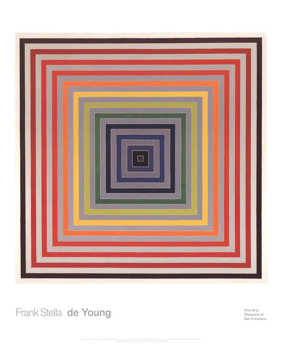 Abstract art poster featuring Frank Stella's Letter on the Blind II with bold shapes and vibrant colors.