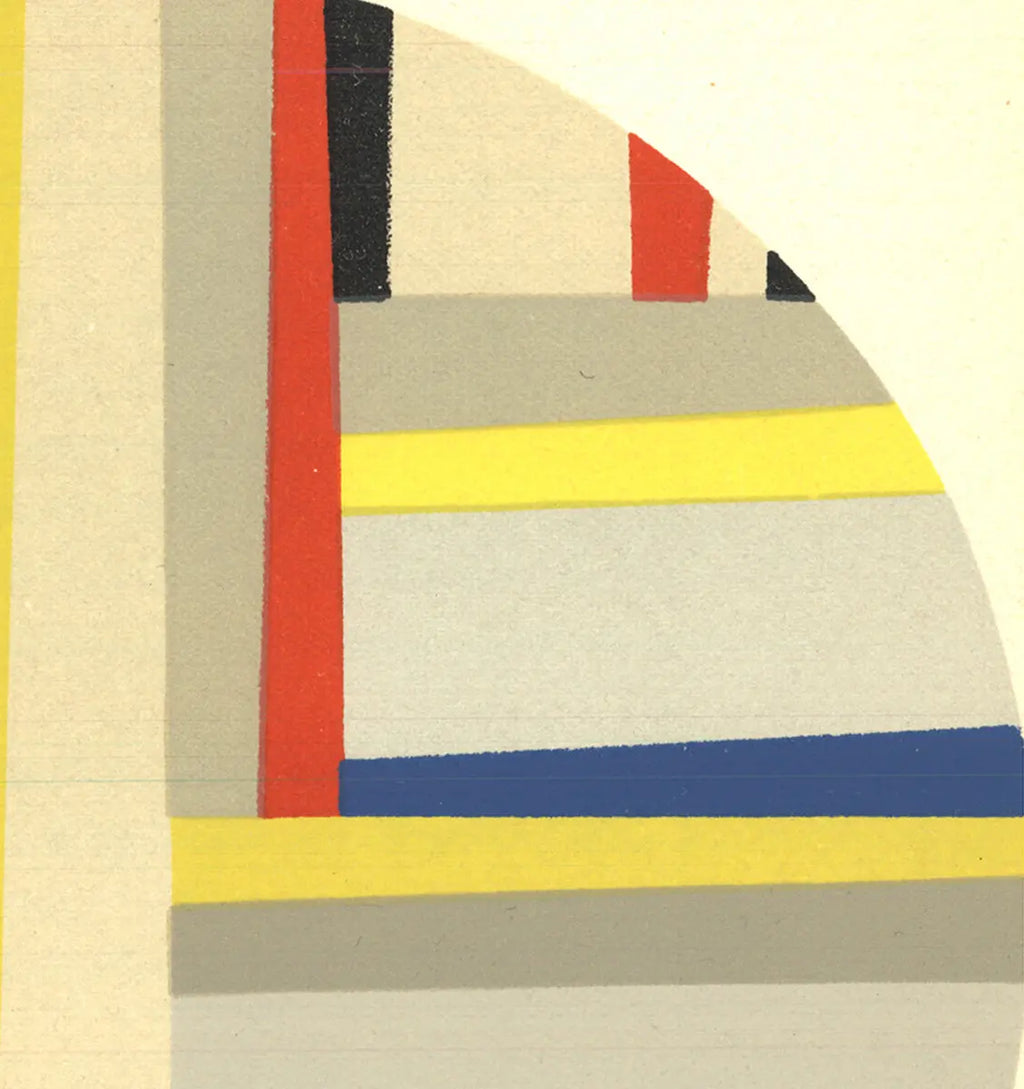 Fritz Glarner Tondo 1964 original lithograph, abstract modernist art print featuring bold geometric shapes and vibrant colors.