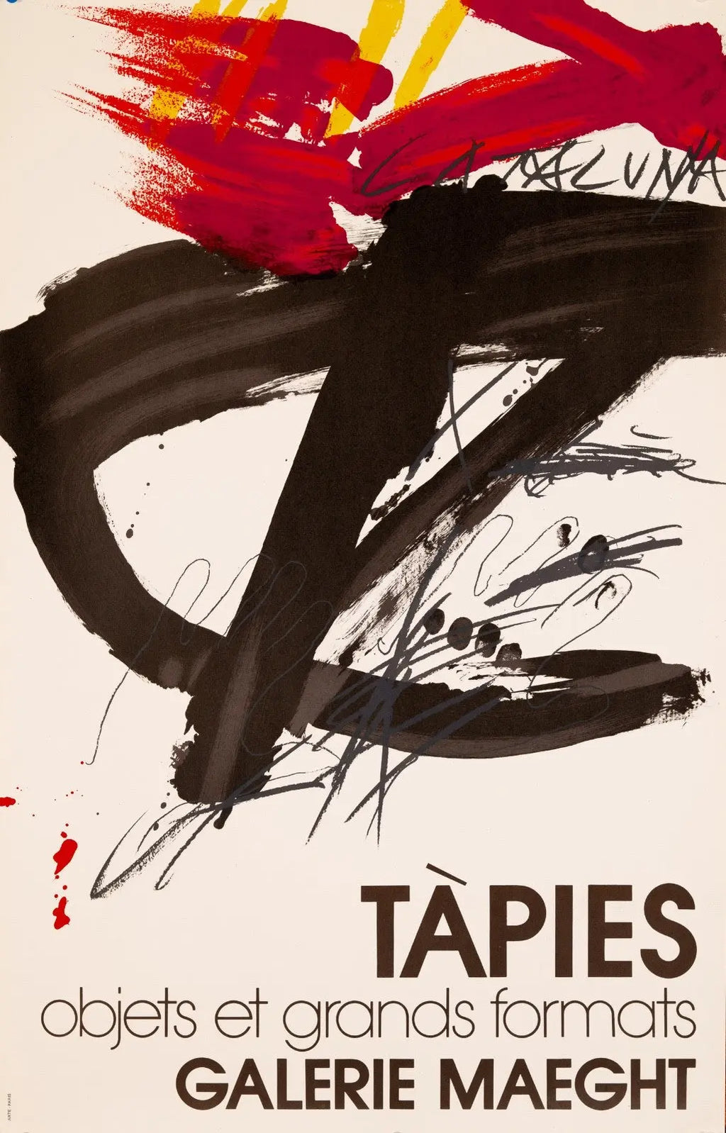 Antoni Tàpies original poster from Galerie Maeght, showcasing abstract artwork and large format design from 1972.