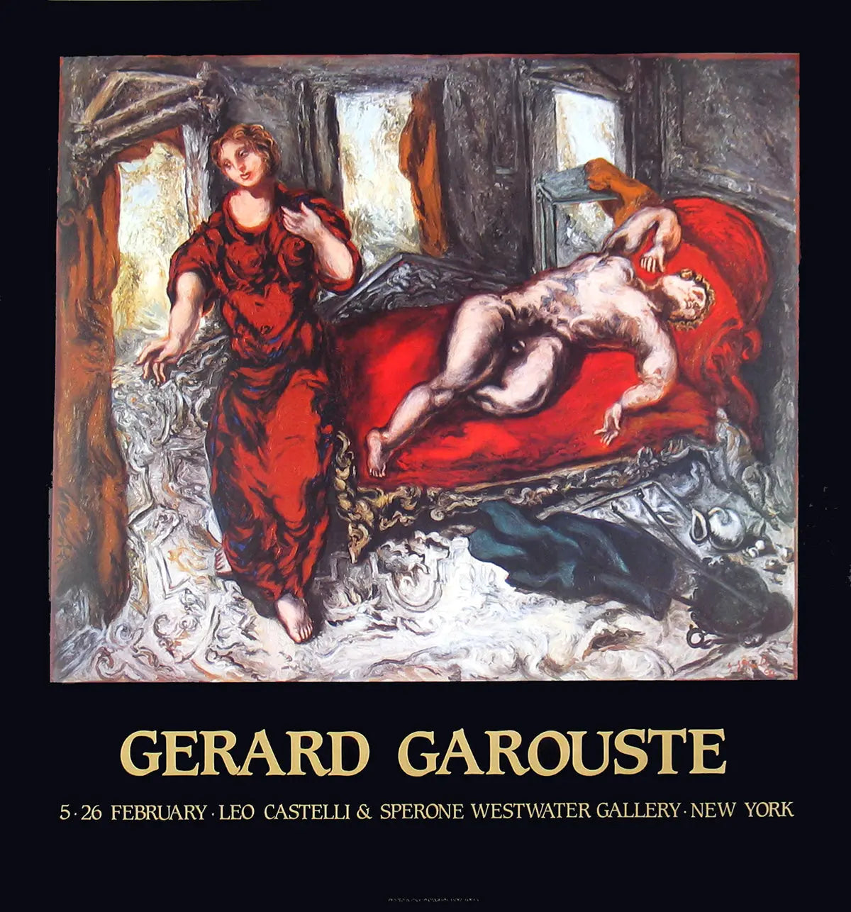 Original Gerard Garouste Scenes of a Room 1983 exhibition poster featuring abstract artwork by the artist.
