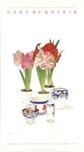 Gary Bukovnik California Still Life No. 14 floral lithograph showing vibrant flowers and detailed botanical artwork from 1986.