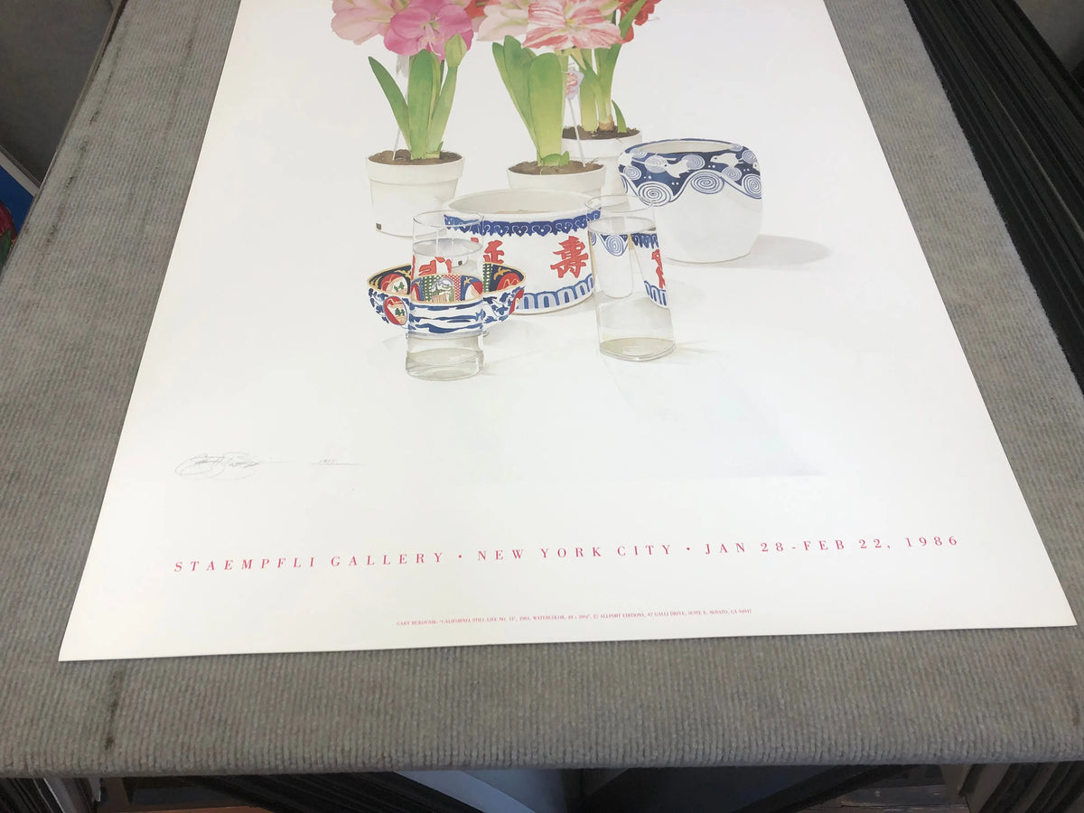 Gary Bukovnik California Still Life No. 14 floral lithograph showcasing vibrant botanical artwork from 1986