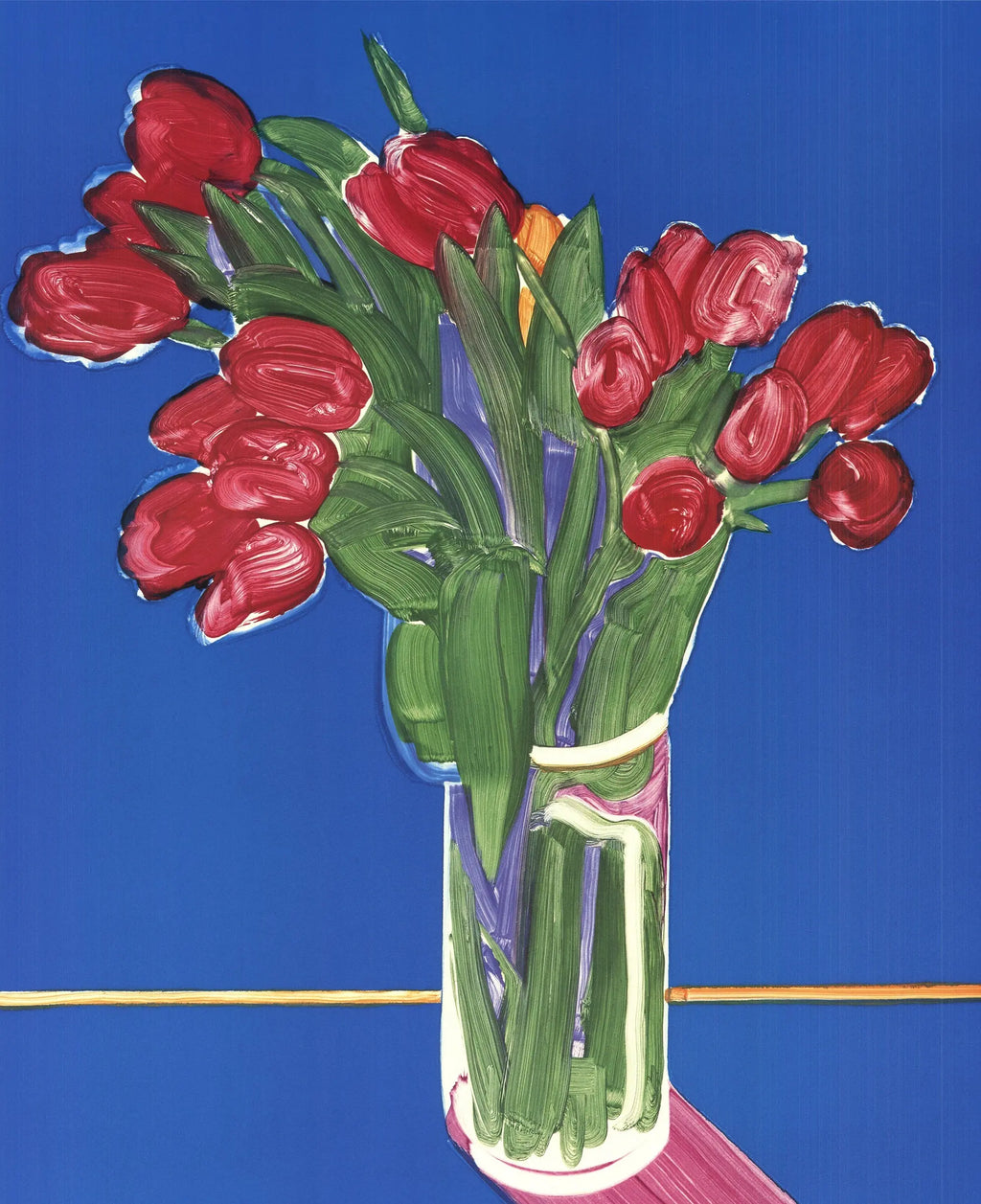 Gary Bukovnik floral art poster from 1984 Brooklyn Museum exhibition, featuring vibrant monotype floral designs by the artist.
