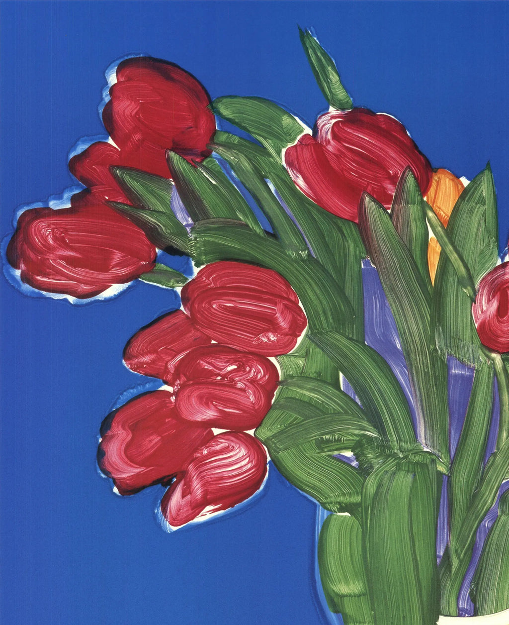 Gary Bukovnik floral art poster from 1984 Brooklyn Museum exhibition, showcasing vibrant monotype floral prints by the artist.