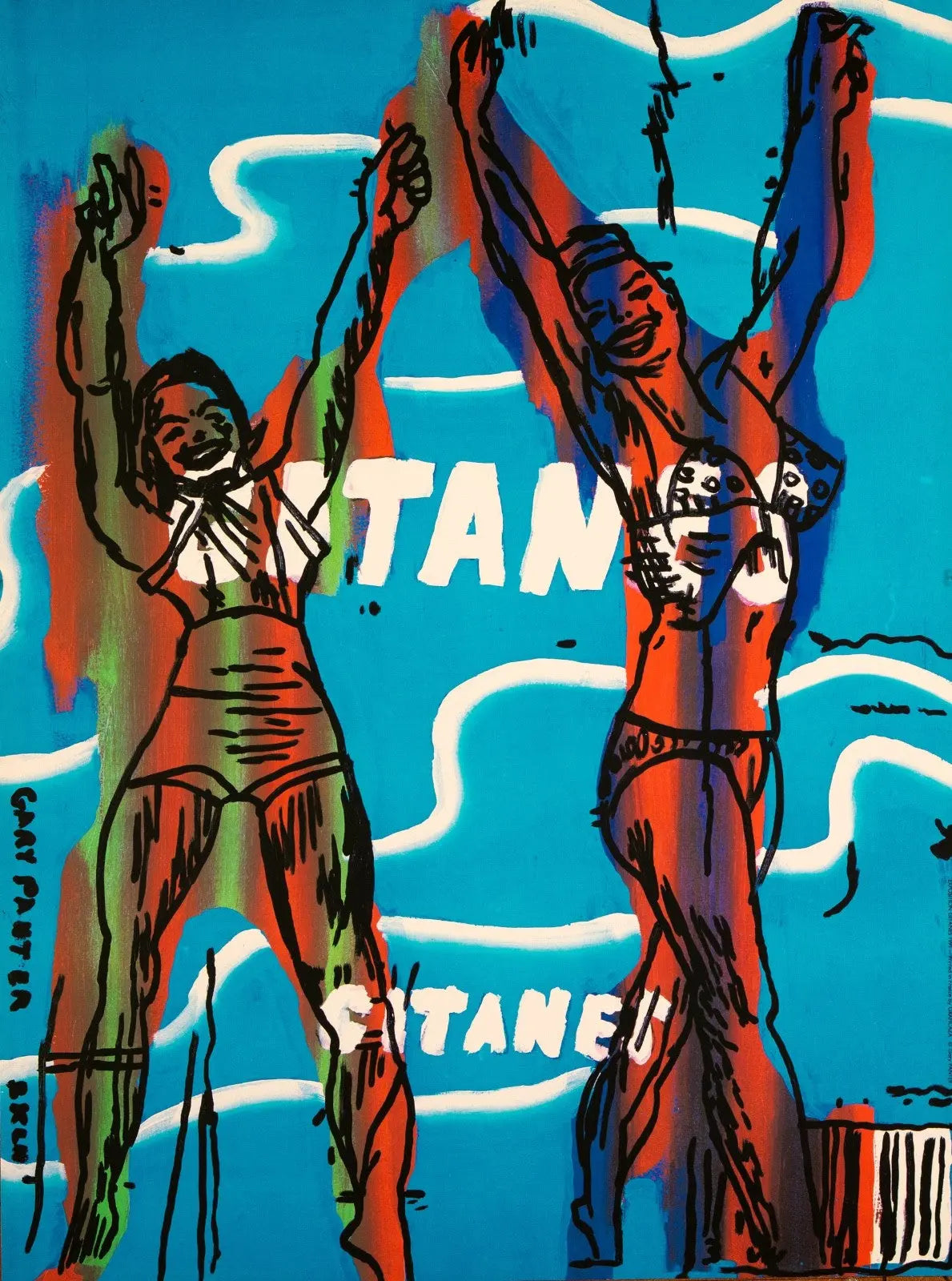 Gary Panter original poster for Gitanes Hommage a Max Ponty, 1991 exhibition poster featuring bold artwork and vintage design.