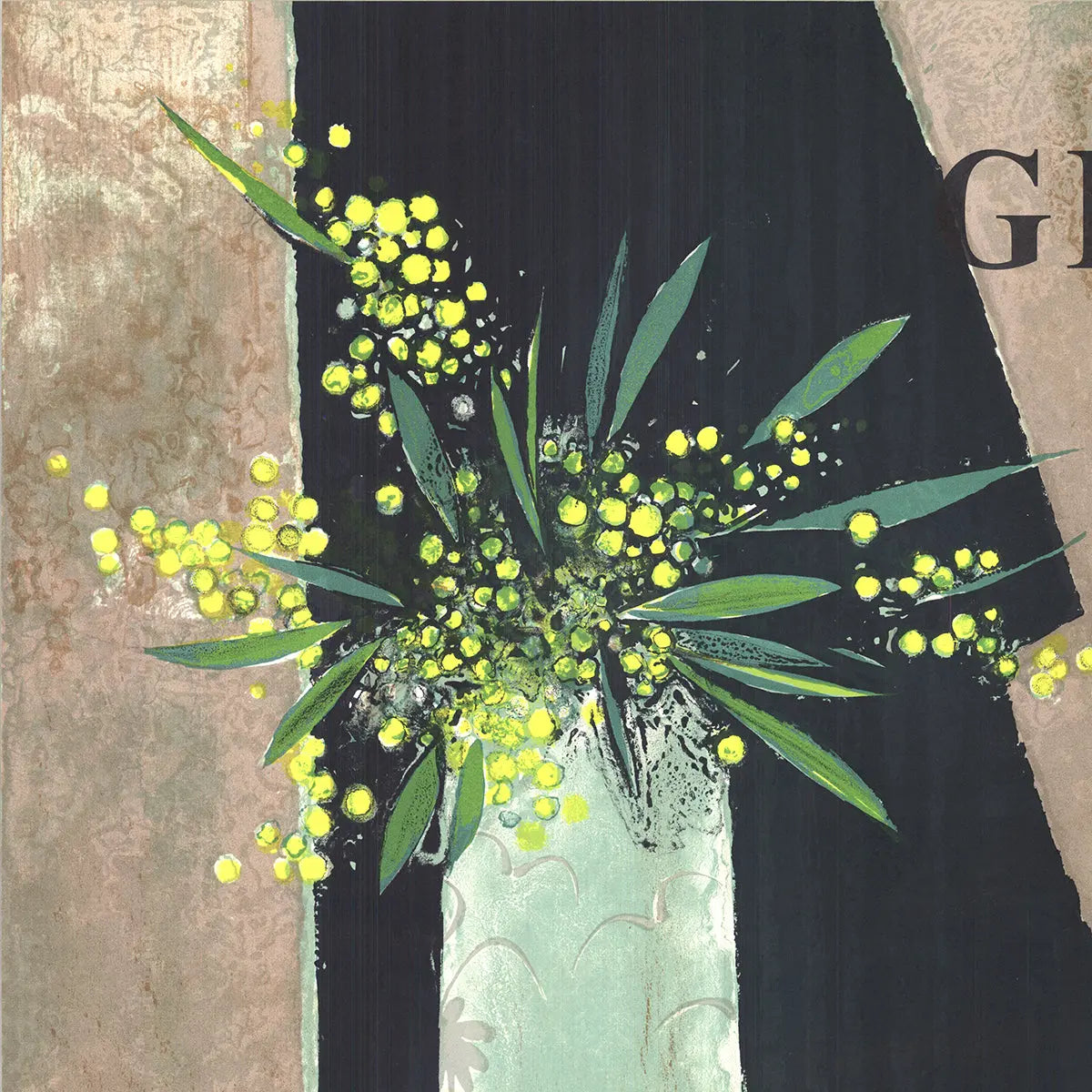 Original lithograph exhibition poster by Rene Genis for Galerie Des Chaudronniers 1984, featuring abstract art and vibrant colors.