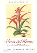 Vintage Georg Dionysius Ehret 1958 botanical exhibition lithograph poster showing detailed plant illustrations on aged paper