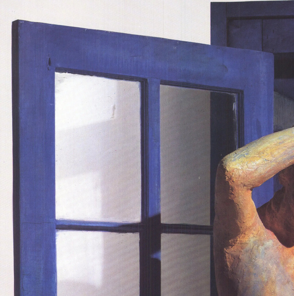 George Segal standing nude in doorway offset lithograph poster from 1985, showcasing the artist's distinctive style and artistic composition.
