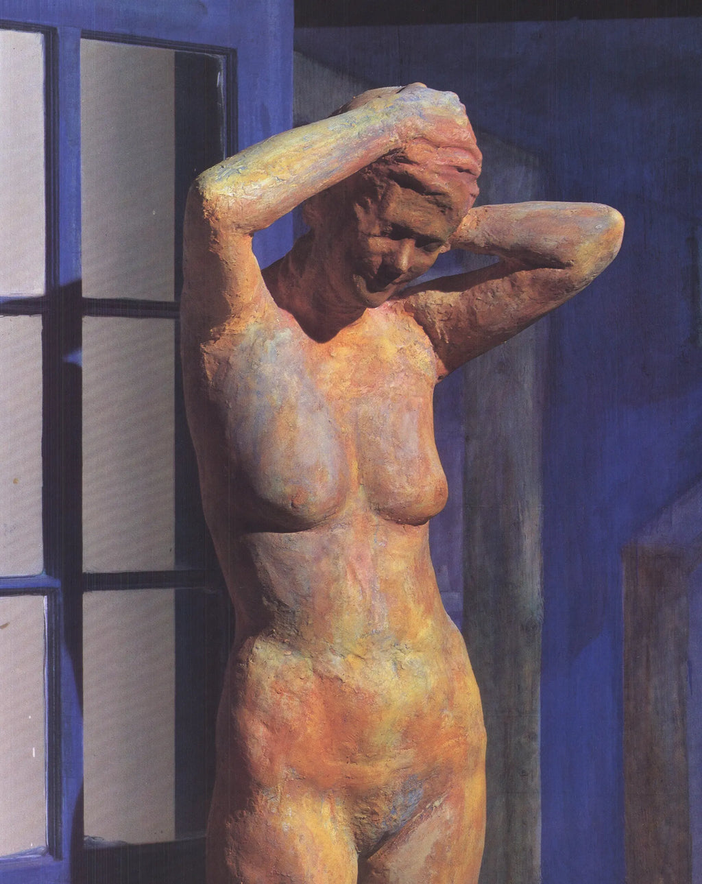 George Segal standing nude in doorway offset lithograph poster, 1985, depicting a minimalist, artistic figure in a doorway setting.