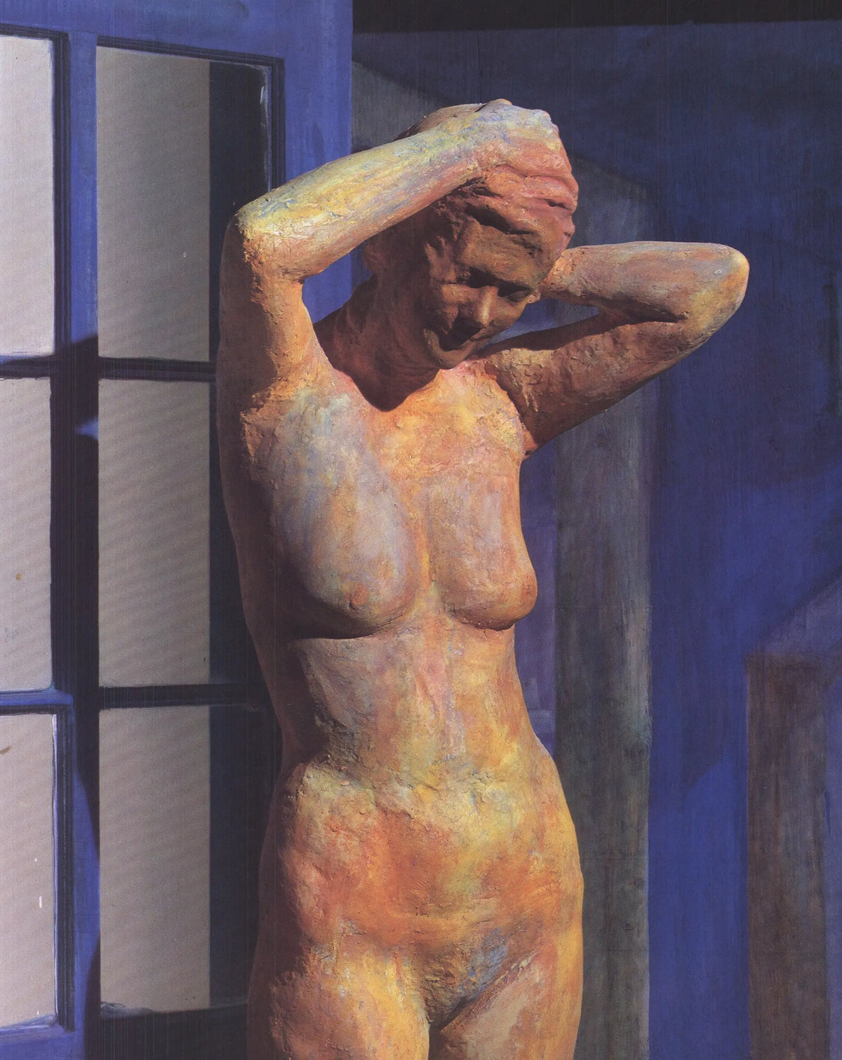 George Segal standing nude in doorway offset lithograph poster, 1985, depicting a minimalist, artistic figure in a doorway setting.