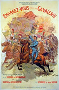 Vintage 1927 Georges Scott French Cavalry Recruitment poster featuring a mounted soldier in military uniform.