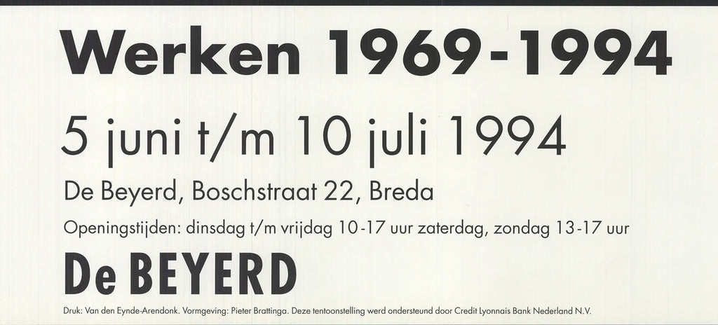Ger Dekkers Overview 1994 original offset lithograph exhibition poster featuring abstract artwork by the artist.