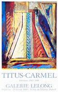 Gerard Titus-Carmel Interieurs 1989 original exhibition offset lithograph poster showing abstract interior artwork.