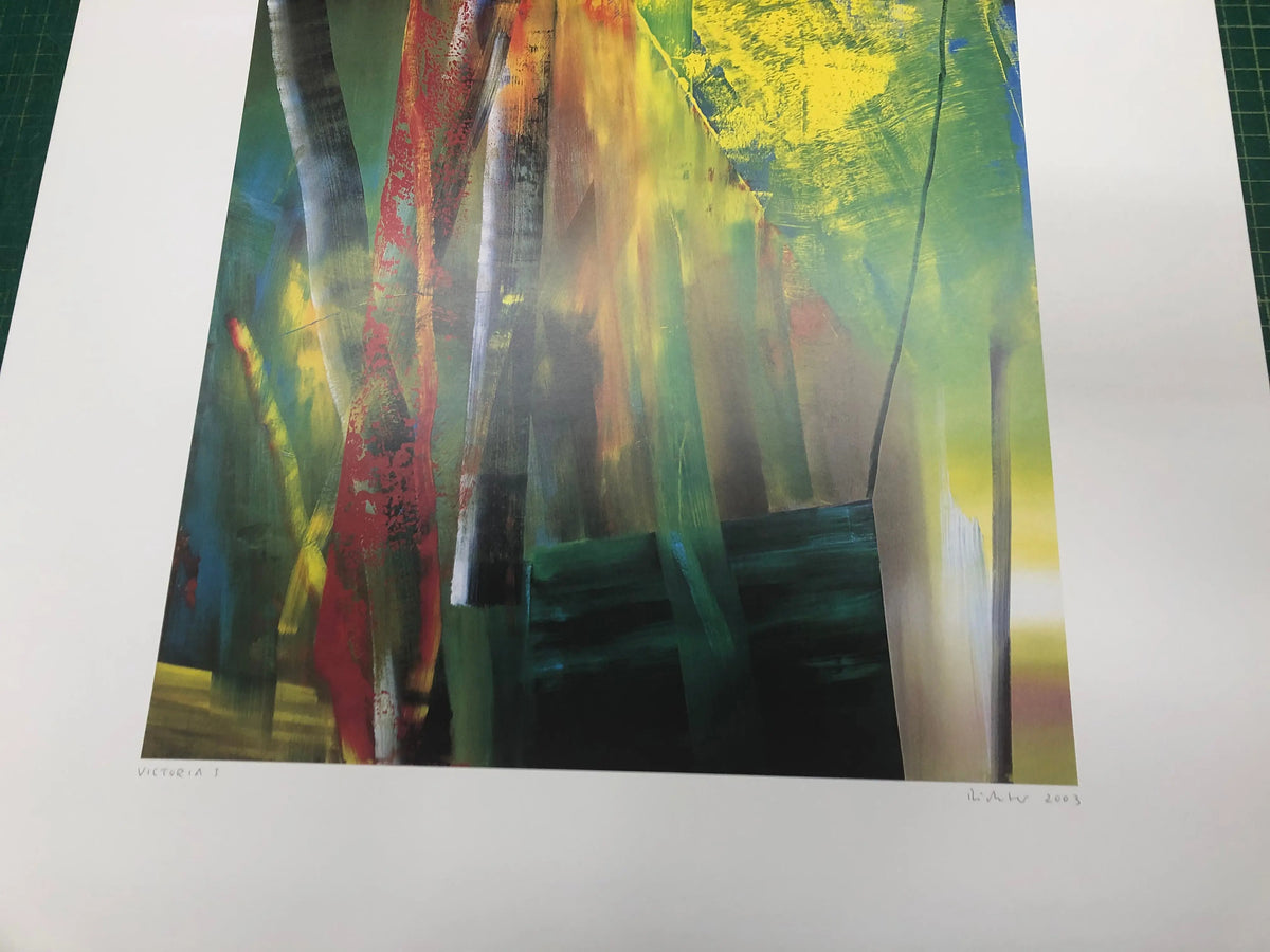 Limited edition Gerhard Richter Victoria I 2003 offset lithograph art print, showcasing abstract and vibrant colors.