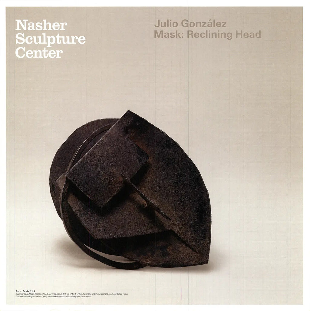 Julio Gonzalez reclining head lithograph art poster from 2003, featuring abstract mask design and bold artistic details.