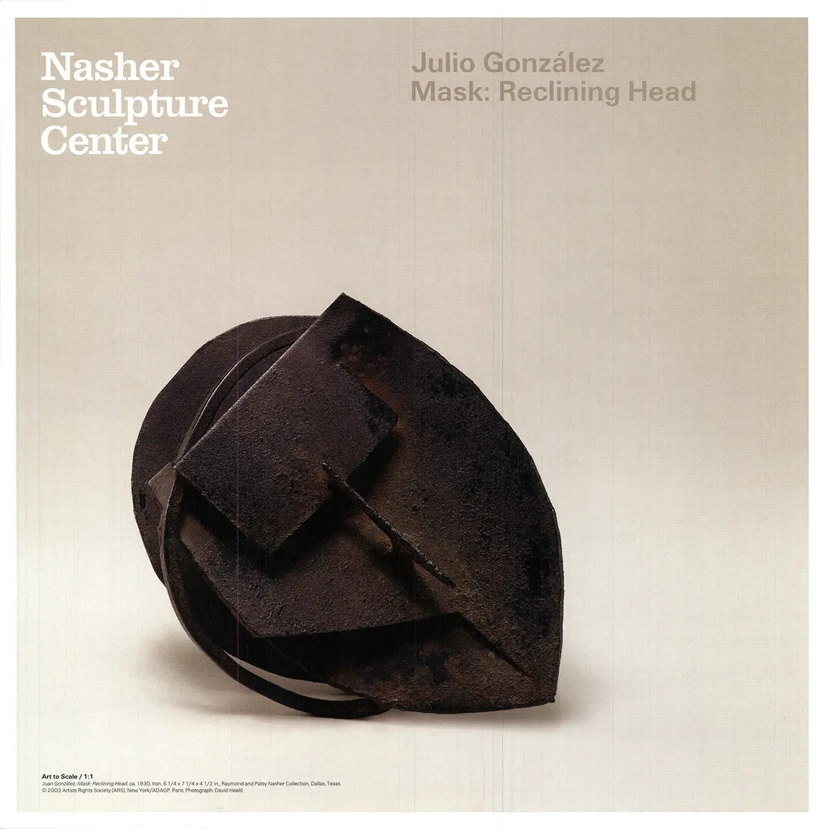 Julio Gonzalez reclining head lithograph art poster from 2003, featuring abstract mask design and bold artistic details.