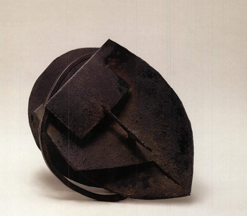 Julio Gonzalez Mask Reclining Head 2003 offset lithograph art poster, showcasing abstract sculpture in black and white.