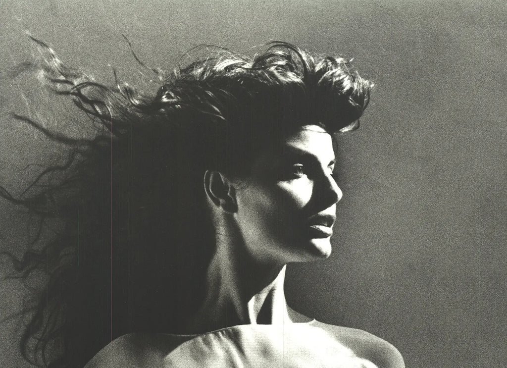 Greg Gorman Joan Severance 1992 vintage photography offset lithograph art poster featuring black and white portrait of Joan Severance.