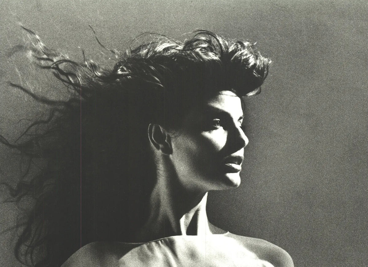 Greg Gorman Joan Severance 1992 vintage photography offset lithograph art poster featuring black and white portrait of Joan Severance.