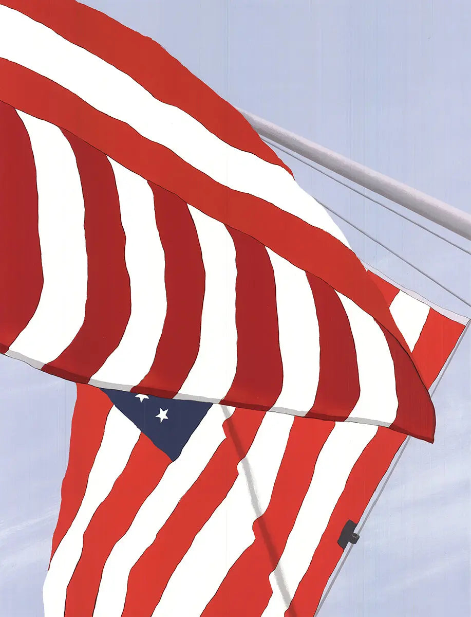 Gretchen Dow Simpson Flags 1991 signed limited edition serigraph print featuring vibrant flag designs and detailed artwork.