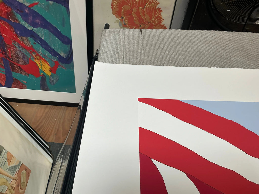 Gretchen Dow Simpson Flags 1991 signed limited edition serigraph print showing vibrant flag designs on textured paper