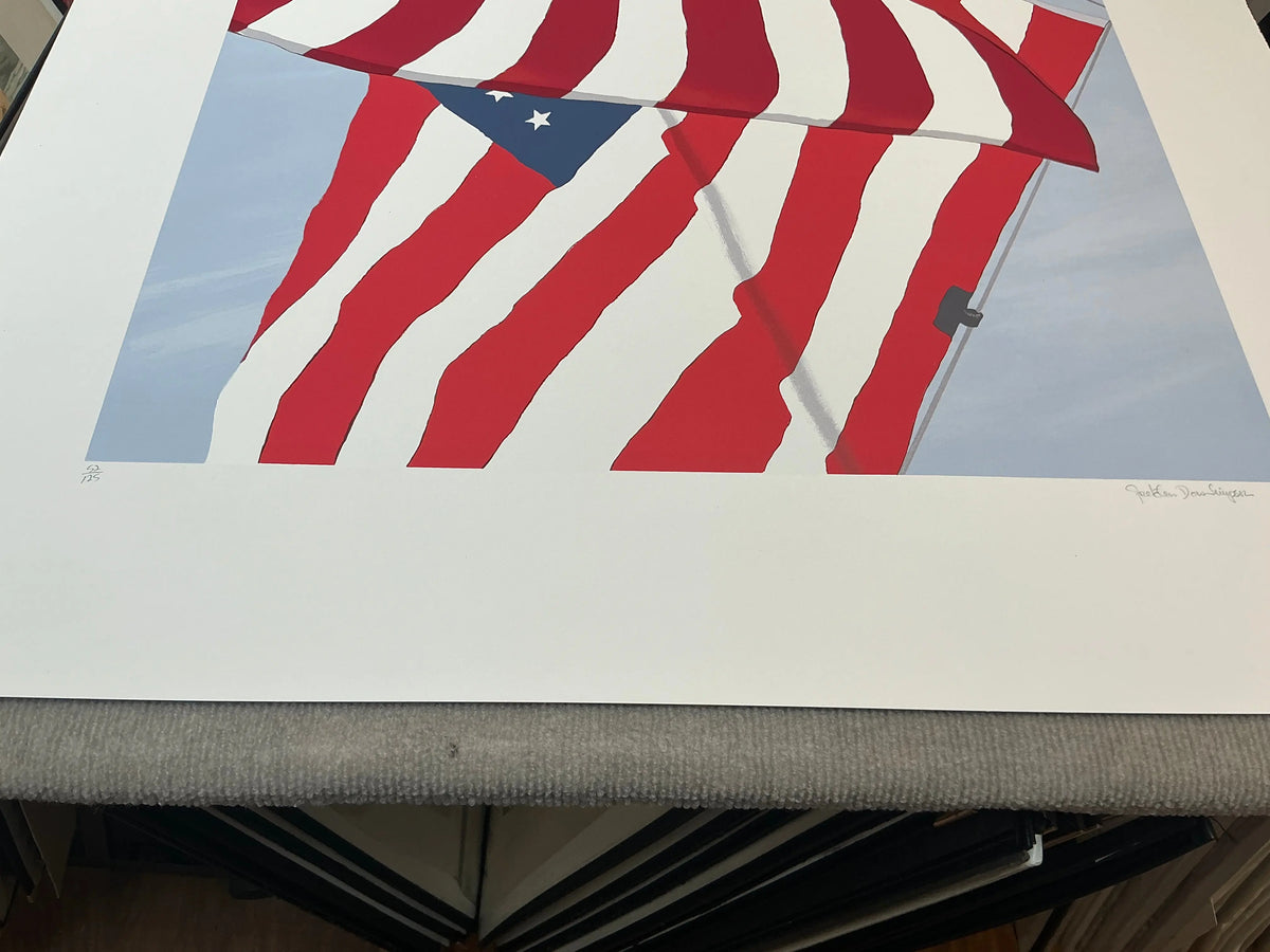 Gretchen Dow Simpson Flags 1991 signed limited edition serigraph print showcasing vibrant flag designs on textured paper