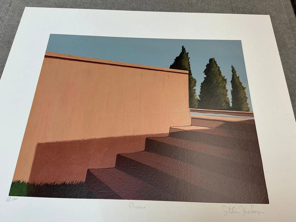 Signed Gretchen Dow Simpson Florence Italy limited edition serigraph print, showcasing detailed artwork of the Italian city.