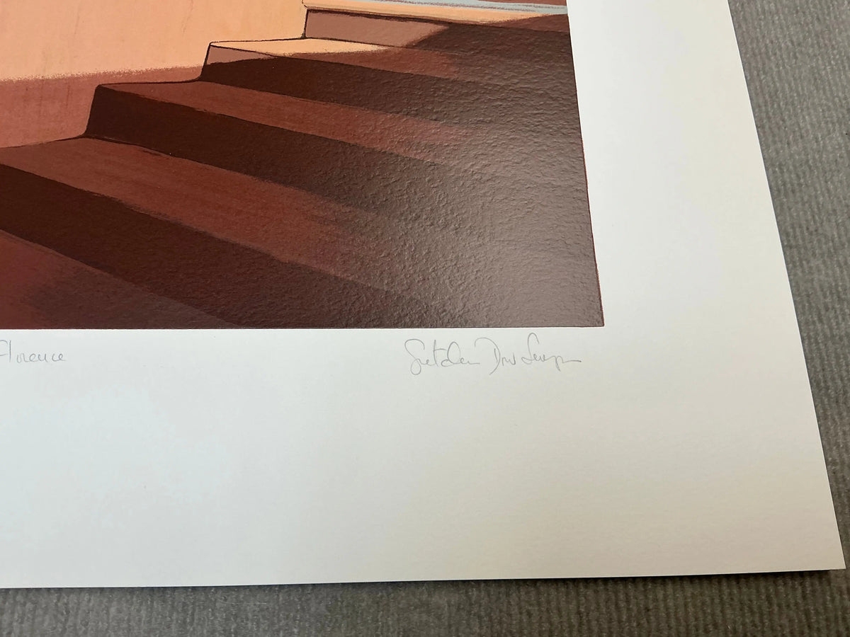 Gretchen Dow Simpson signed Florence Italy limited edition serigraph print featuring detailed artwork of Florence.