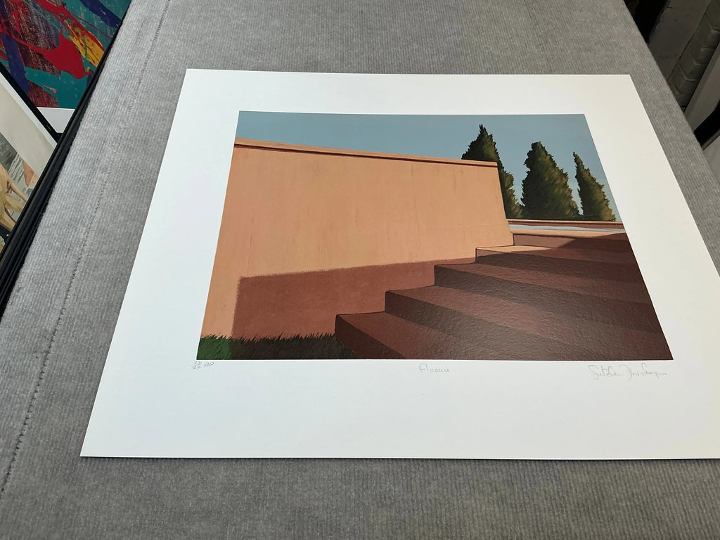 Signed limited edition Florence Italy serigraph print by Gretchen Dow Simpson featuring intricate architectural details.