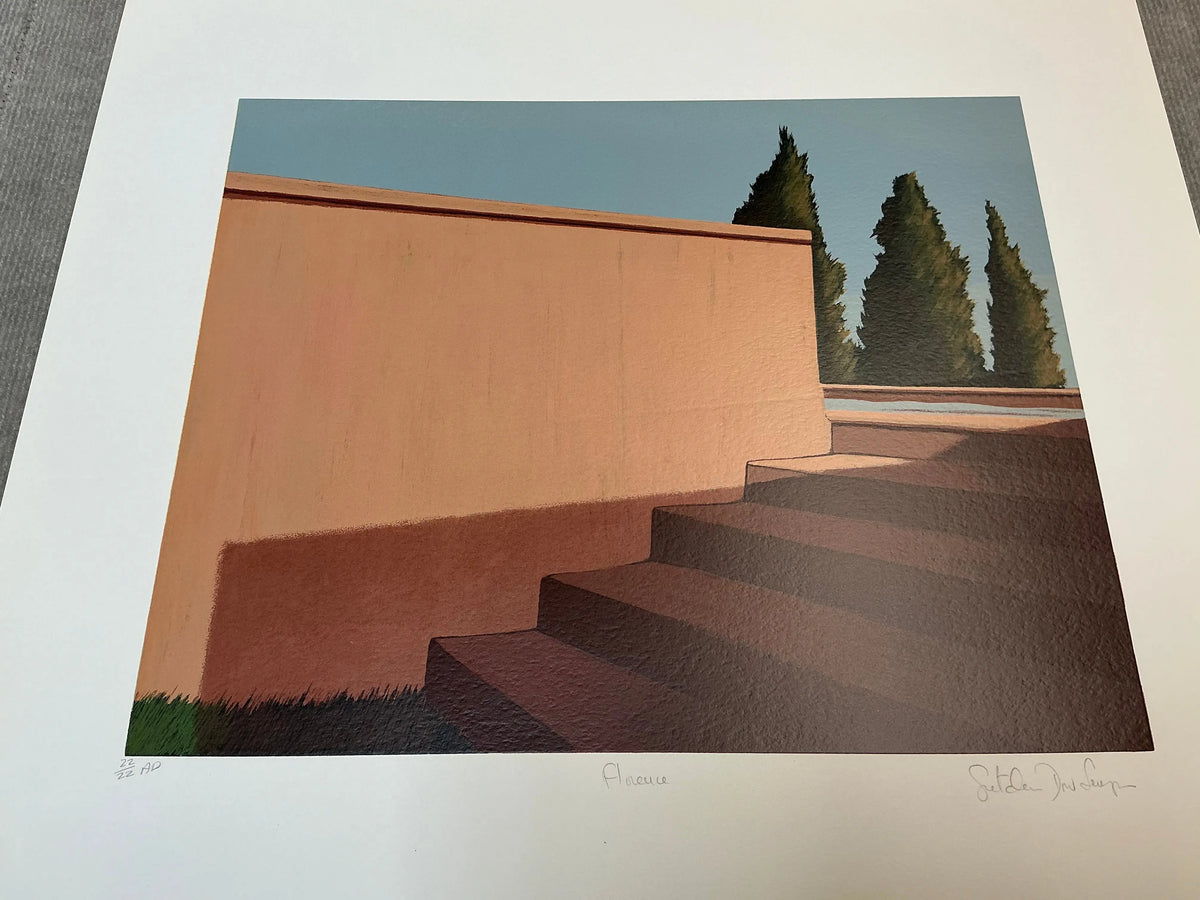 Signed Gretchen Dow Simpson Florence Italy limited edition serigraph print showcasing detailed cityscape artwork.
