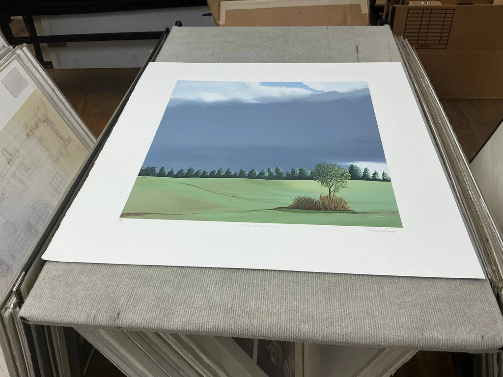 Gretchen Dow Simpson Waverly Pennsylvania signed limited edition serigraph print featuring detailed landscape artwork