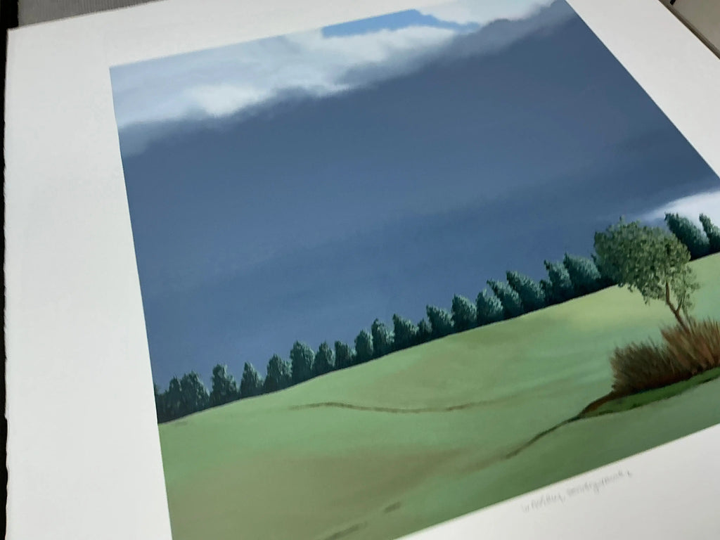 Gretchen Dow Simpson Waverly Pennsylvania signed limited edition serigraph print showcasing a scenic view with vibrant colors.
