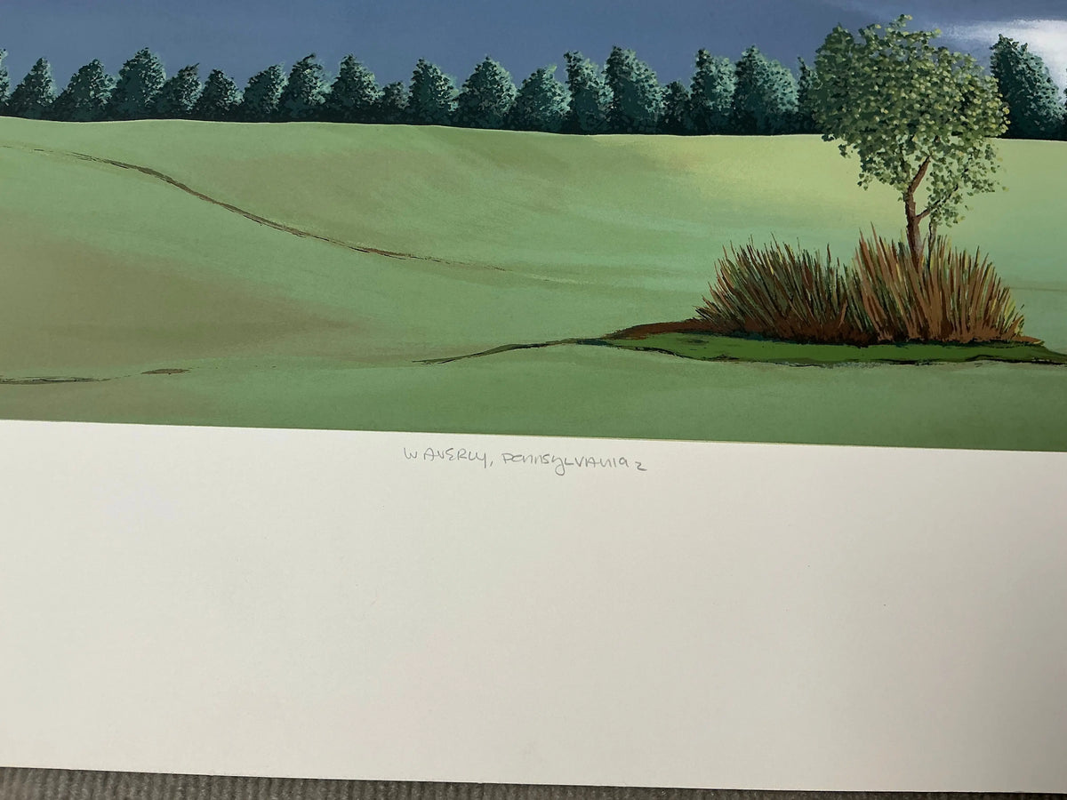 Gretchen Dow Simpson Waverly Pennsylvania signed limited edition serigraph print showcasing detailed landscape artwork.