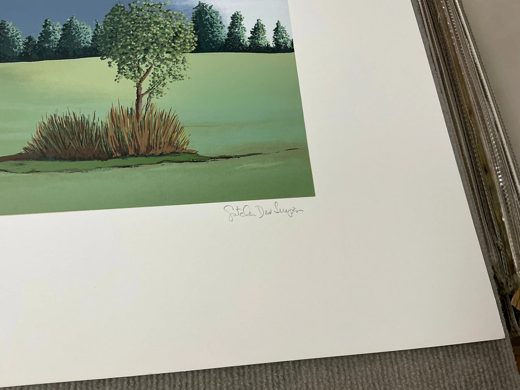 Gretchen Dow Simpson Waverly Pennsylvania signed limited edition serigraph print showing a scenic Pennsylvania landscape with vibrant colors.