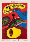 Original 1990 Guillaume Corneille Mois de la Photo Paris serigraph poster featuring vibrant graphic design and bold artistic elements.