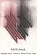 Nigel Hall Mageht Zurich 1982 abstract minimalist lithograph poster showcasing modern geometric art and subtle color tones.