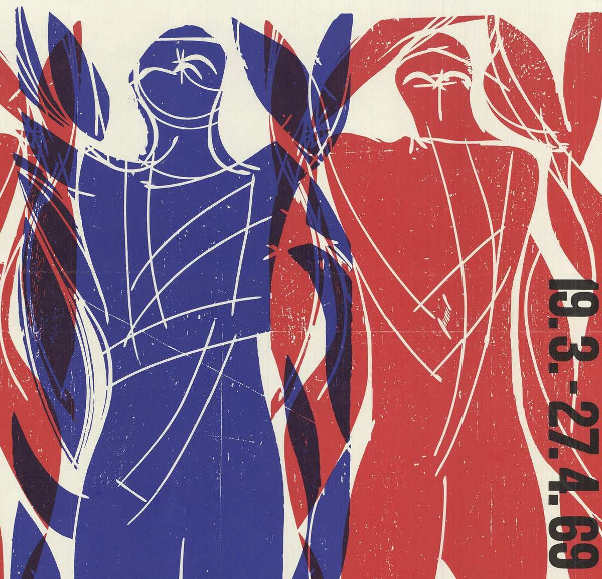 Original lithograph poster by Hap Grieshaber for Württemberg Art Association Stuttgart from 1969, featuring abstract artwork.