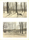 Original Harold Altman Luxembourg Garden 1970 lithograph art poster depicting a detailed garden scene in vibrant colors.