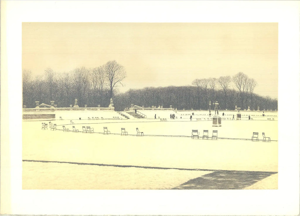 Original Harold Altman lithograph of a park scene from 1970, showcasing fine art print details and vibrant colors.