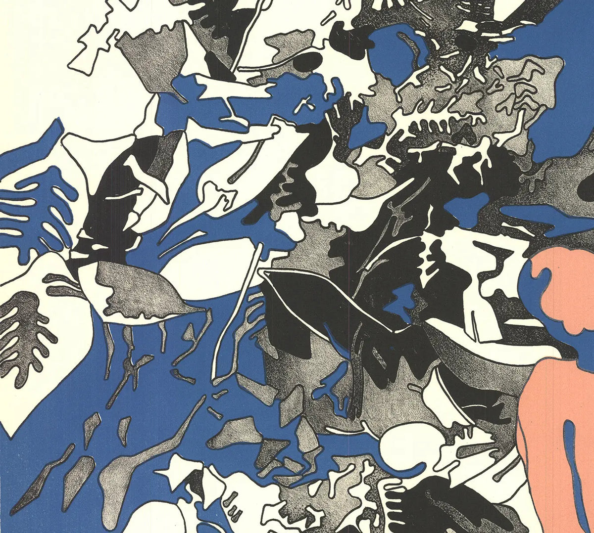 Henri Cueco limited edition original colour lithograph print, signed and titled, showcasing vibrant abstract artwork.