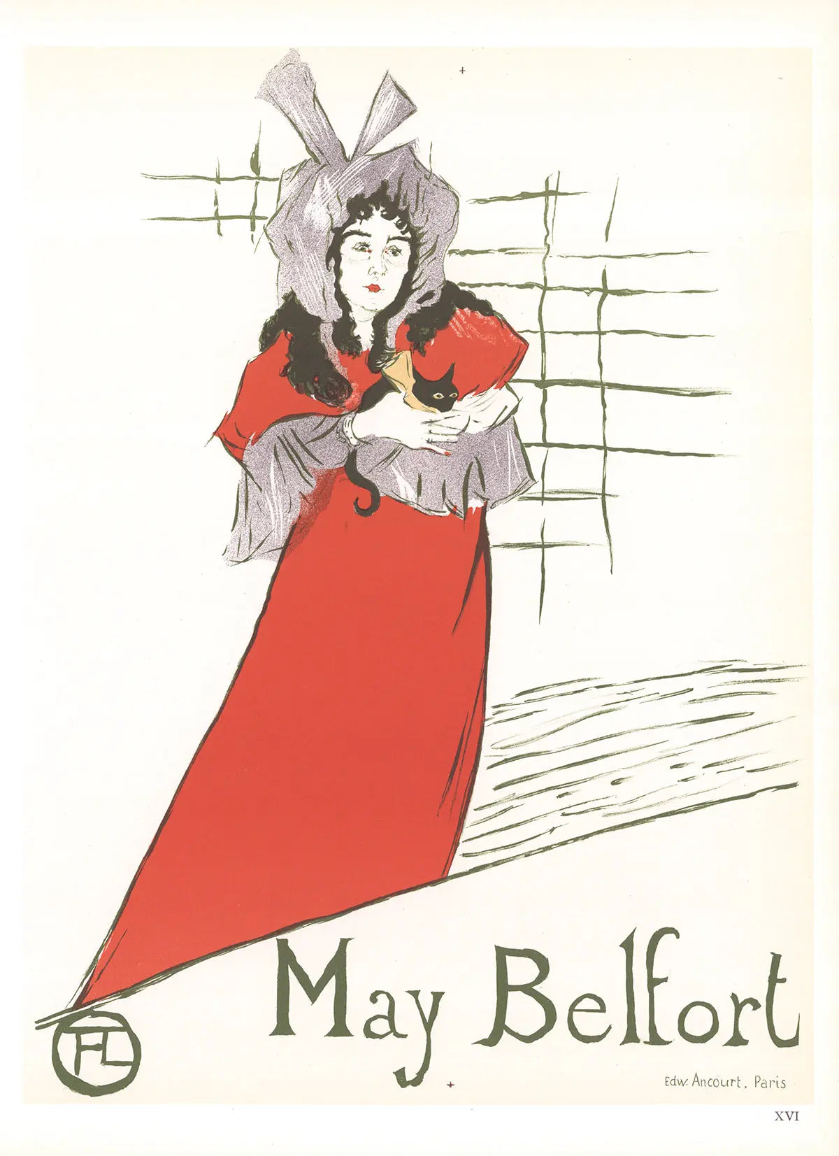 Henri de Toulouse-Lautrec May Belfort 1966 lithograph art poster featuring vibrant colors and expressive figures in a classic style.