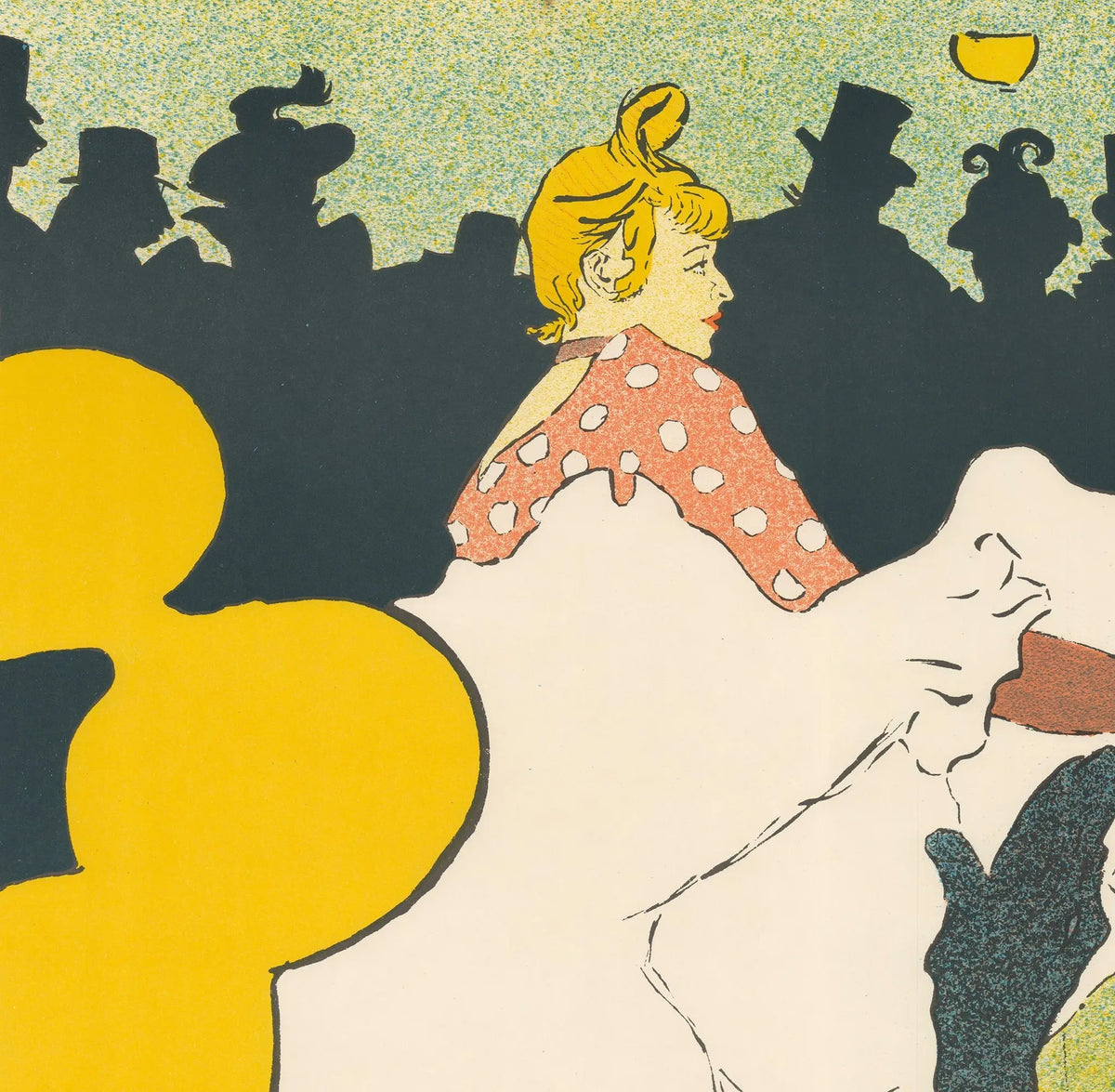 Vintage 1968 Henri de Toulouse-Lautrec Moulin Rouge lithograph poster featuring vibrant dance scene artwork.