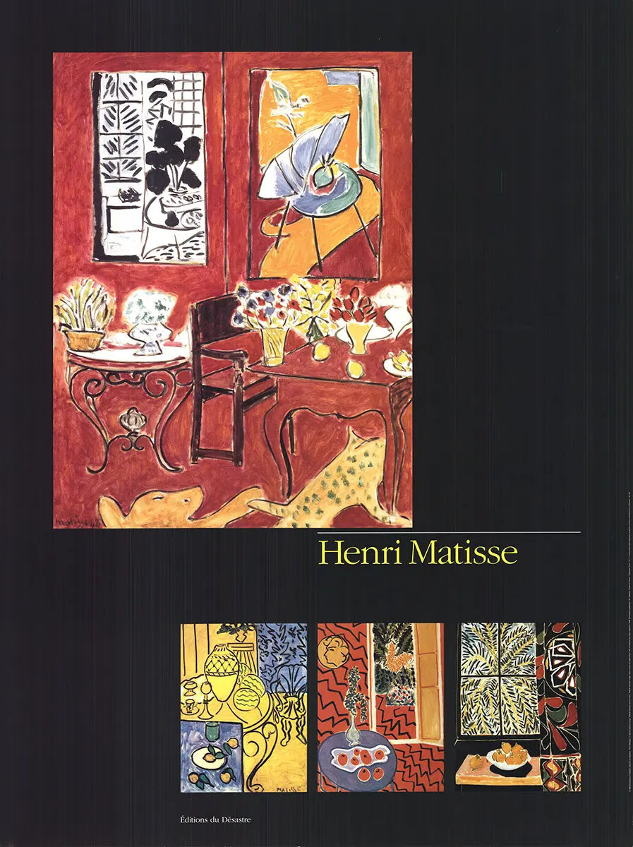 Vintage Henri Matisse offset lithograph poster from 1992, featuring bold, colorful abstract artwork by the renowned artist.