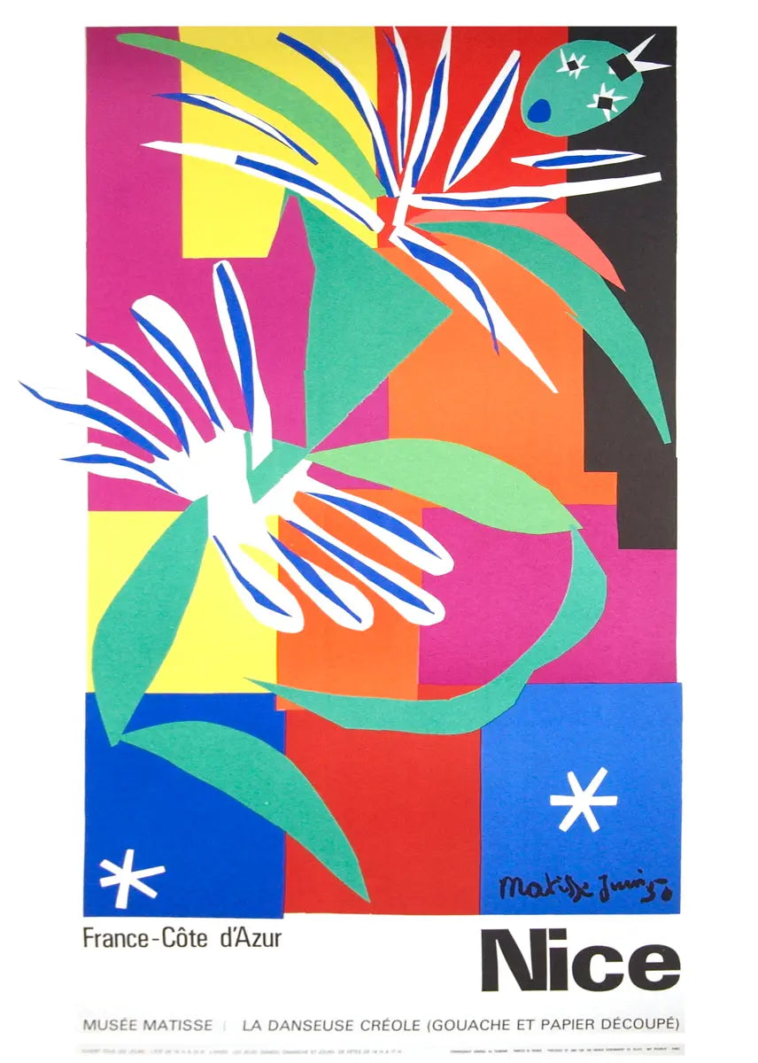 Original Henri Matisse La Danseuse Creole 1965 lithograph poster, vibrant artwork featuring a dancing figure by the renowned artist.
